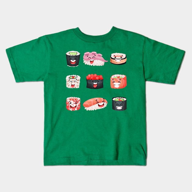 Sushi Funny Collection Kids T-Shirt by Mako Design 